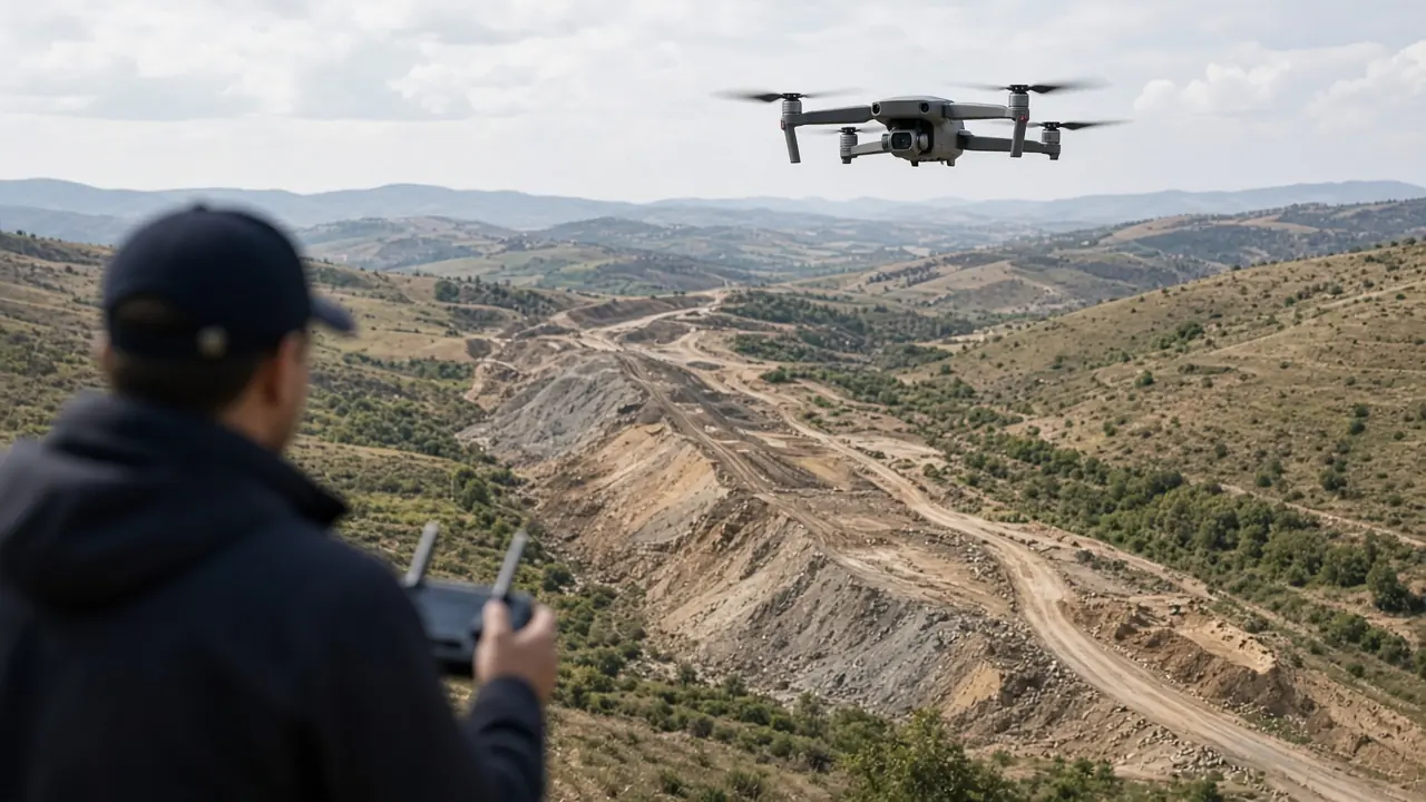 Arazi koridoru üzerinde haritalama drone’u