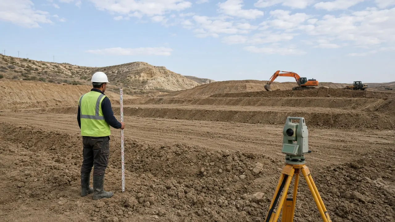 Kazı sahasında kot ölçümü ve total station