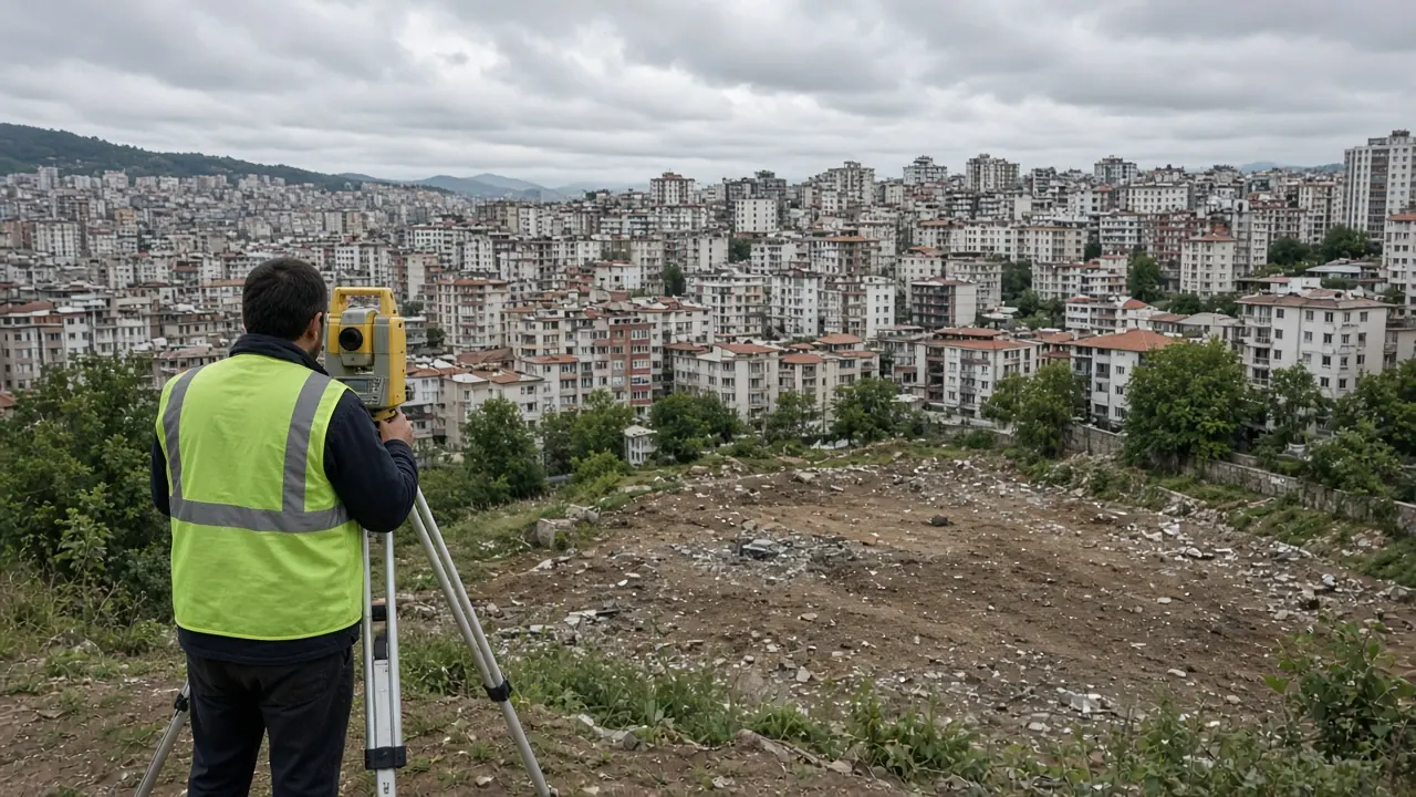 Yerleşim kenarında total station ile ölçüm